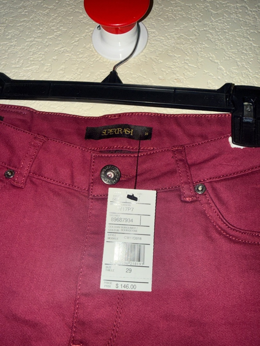Supertrash Burgundy Skinny Pants - Picture 2 of 6